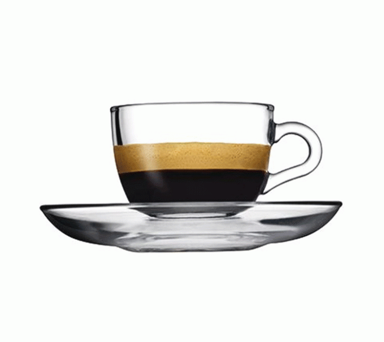 TAZZE CAFFE' CON PIATTINO IN VETRO LINEA BASIC 6PZ. PASABHACE